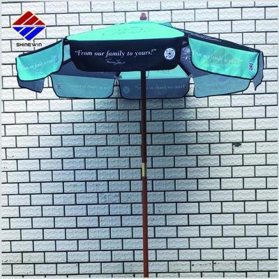 China Modern Outdoor Wooden Patio Umbrella with Double Cloth for Garden Brewery Wine Beer Cafe Restaurant Garden Market for sale