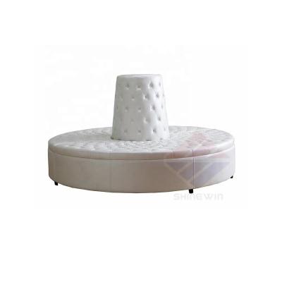 China Sofa bed quality round sofa with white leather cover for night club sofa restaurant ktv cafe hotel furniture waiting seat for sale