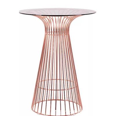 China Round iron metal bar table with tempered glass top for sale