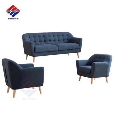 China Sofa Bed High Quality Velvet Button Tufted Sofa With Wooden Leg For Club Restaurant Hotel Apartment Room Furniture for sale