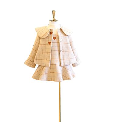 China Others Economic Custom Design Winter Fashion Kids Dress Sets Worsted Girl 2 Piece Knitted Dress Set for sale