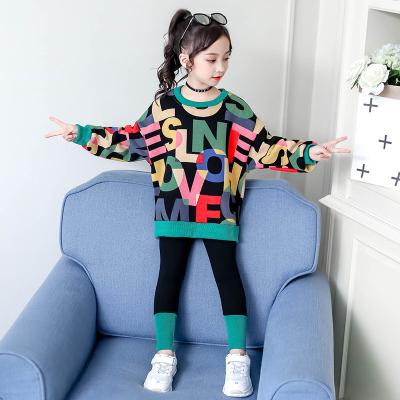 China Autumn Spring Girl Fashion Letter Print Tops+leggings Set New Style Kids Clothing Preppy Pants Tracksuit 2pcs for sale