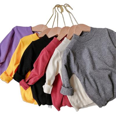 China Kids Breathable Wool Sweater Boys And Girls Solid Color Round Neck Pullover for sale