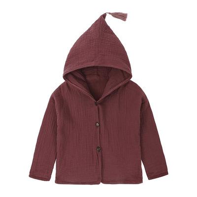 China Wholesale Custom Made Breathable Solid Color Canvas Tassel Blend Cotton Kids Babies Hooded Cardigans for sale