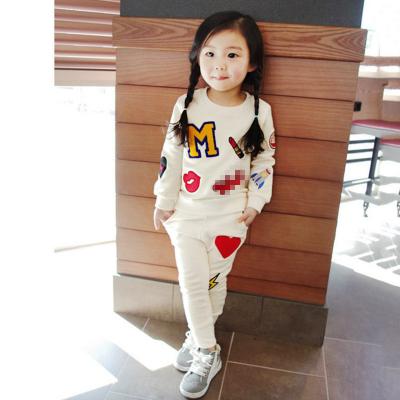 China Breathable Kids Girl 2 Piece Set Clothes Autumn Warm Set Long Sleeve Sweatshirt With Long Pants Tracksuit for sale