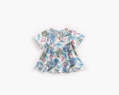 China Toddler Babies Anti-Static Blouses Dress Girls Party Pageant Princess Flowers Short Sleeves Girls Dress for sale