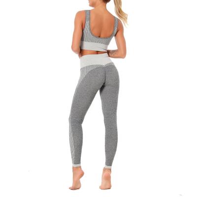 China Breathable European and American Hot-selling knitted hip-lifting suit sports fitness seamless suit yoga pants for sale