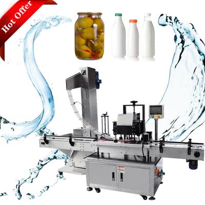 China Beverage Bottle Plastic Machine Automatic Straight Linear Capping Machine With Raising Lid Feeder for sale