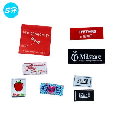 China 100PCS US$18 Factory Viable Cheap Price Custom Name Logo Damask Garment Woven Labels For Apparel And Fabric for sale