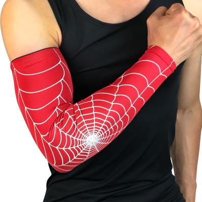 China OEM Design Cobweb Fashion Long Breathable Elastic Sports Compression Arm Sleeves Tennis Elbow Tube Sleeve for sale