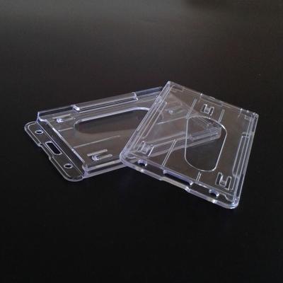 China Double horizontal hard plastic side card holder / creative bilateral badge holder for sale