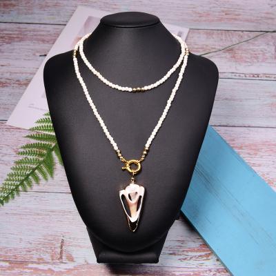 China Bohemian Natural Geometric TRENDY Long Collares Woman Statement Jewelry Shell Pendant Necklace Fashion Long for sale