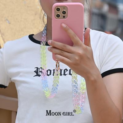 China Wholesale Eco-friendly Acrylic Pendant Phone Lanyard Case Chain Cell Phone Hanger Bag Chain 120cm Long Cell Phone Strap Mobil For Women for sale