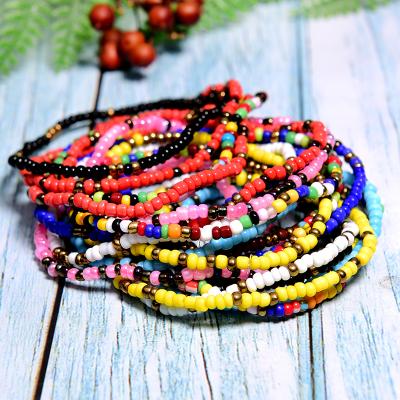 China TRENDY Colorful Seed Beads Bohemian Bohemian Chic Girl Charm Bracelet Fashion Vintage Elastic Wrap Pulseras Femme 20 Pieces for sale