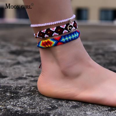 China Fashion TRENDY Friendship Handmade Bracelet On The Leg Summer Trendy Crystal Wave Boho Beach Anklets Foot Chains for sale