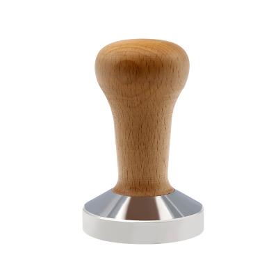 China Sustainable Coffee Powder Compactor Tamper Hammer Flat Bottom 51mm Solid Wood Wire Bottom 58mm for sale