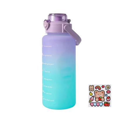 China Amazon Sustainable Sports 2000Ml Frosted Straw Water Cup Plastic Water Bottle In Amazon Gradient Color for sale