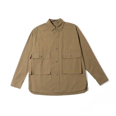 China Anti-pilling men's casual pure canvas lapel summer and autumn long-sleeved shirts of the new striping the trend large size loose soft clothes for sale