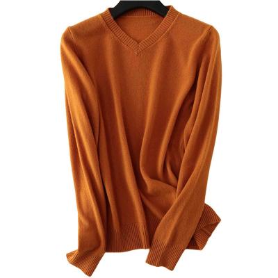 China 2021 Autumn Winter Warm Soft 100% Merino Wool Women V-Neck Sweater Knitted Pullover Femme Jumper Women Cashmere Sweater for sale