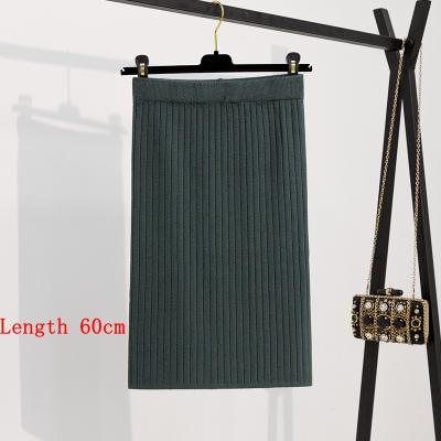 China 60-80CM Anti-Static Elastic Band Women Skirts Autumn Winter Warm Knitted Straight Skirt Long Mid Ribbed Black for sale