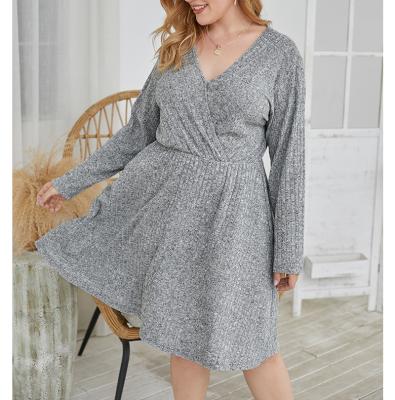 China Anti-wrinkle Black Dress Women Knitted Long Sleeve Dresses Plus Size 4XL Elegant Casual Solid Autumn Outfits Loose Curve Dress 2021 for sale