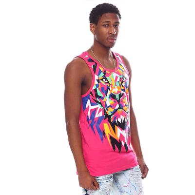 China Factory direct sale custom men's bodybuilding pink tank tops anti-shrink for sale