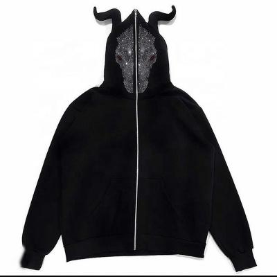 China Anti-Wrinkle Hood Rhinestone Hooded Coats Casual Custom Sweatshirts Zipper Full Zipper Tracksuit Jacket Male Men Hoodie for sale