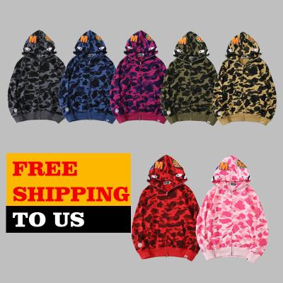 China Free Shipping Anti-Wrinkle Camouflage Sweatshirt Full Face Zipper Up Hoody BAPE Graphic Hoodies Mens Unisex Camouflage Shark Hoodie With Zipper for sale