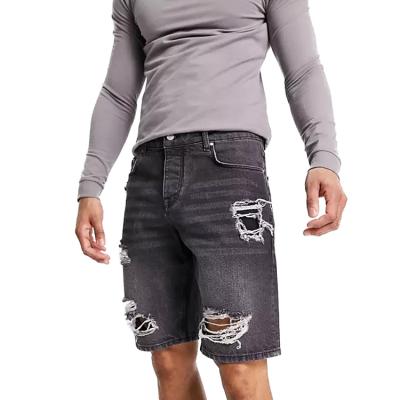 China OEM Custom High Quality Anti-wrinkle Slim Waistband Buckles Mens Relaxed Shorts Washed Black Boxer Shorts for sale