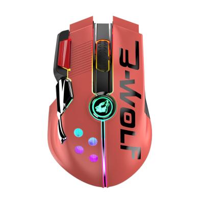 China Multi-functional esports light weight gaming mouse wolf X6 free rechargeable wireless mouse game button gaming mouse dual mode cable manufacture for sale