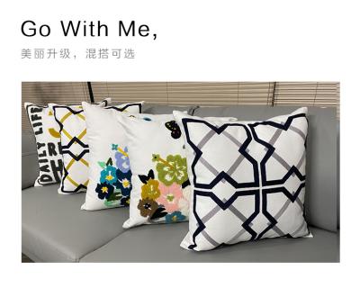 China PORTABLE NO MOQ Factory wholesale 45X45cm cotton canvas fashion sofa cushion European luxury embroidery back pillow for sale