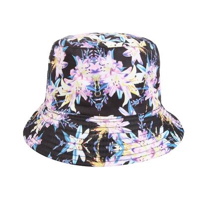 China 2021 fashion factory flower pattern wholesale digital printing fluffy luxury 100% polyester bucket hat for women for sale