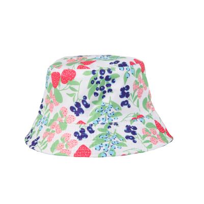 China Custom Printed Fashion Winter Plush Bucket Hats Strawberry Blueberry Leaves Fishermen Bucket Hats for sale