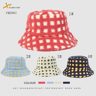 China Cozy Design Your Own Polyester Faux Fur Hat Bucket Hats Custom Winter Scrambled Hats for sale