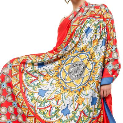 China 140X140cm Square Backing Custom 140X140cm Luxury Colorful Exotic Print Design Scarf For Women Shawl Scarf for sale