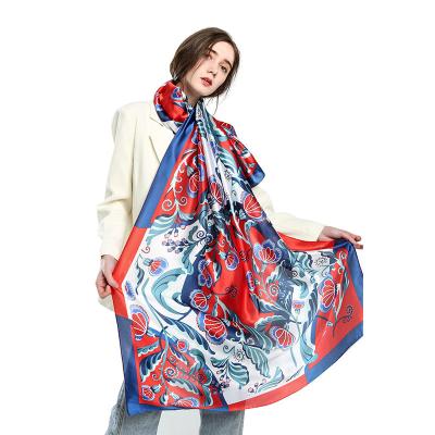 China Rectangle 180X90cm 2021 Thin And Soft Chinese Ethnic Characteristic Printing 180X90cm Designer Silk Scarf for sale