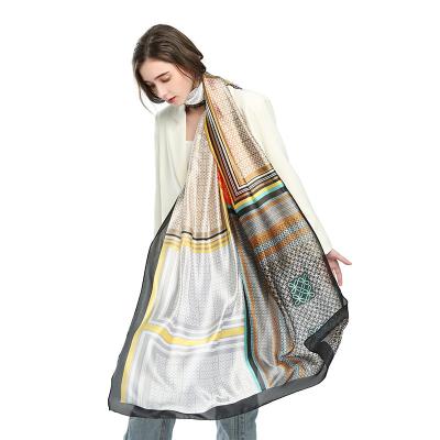 China Rectangle 180X90cm Thousands Of Styles In Store Light Weight, Soft Colorful Tassel Silk Scarf Ladies Long Bow Silk Scarves for sale