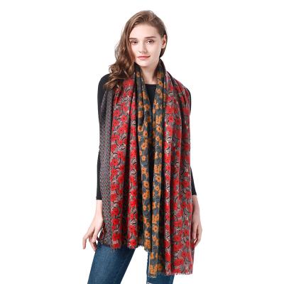 China Plush Thousands Of Styles In The Store 180X70cm Two Color Flower Print Ladies Winter Cashmere Thick Warm Scarf for sale