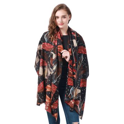 China Plush Designer Scarfs180X70cm Starry Fallen Leaves Print Soft And Warm Cashmere Scarf for sale