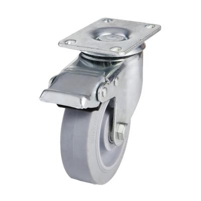 China swivel & 3/3.5/4/5 Inch TPR Rigid Medium Duty Caster Wheel With Metal Total Lock Brake Industrial Caster for sale