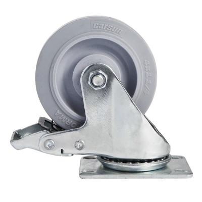 China High Quality PIVOT 3/3.5/4/5 Inch TPR Caster Wheel Medium Duty Wheel With Metal Total Lock Brake Industrial Caster for sale