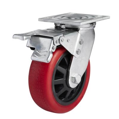 China 4/5/6/8 Inch PIVOT Tread Heavy Duty PU Caster Wheel Industrial Casters, Load Capacity 410kg for sale