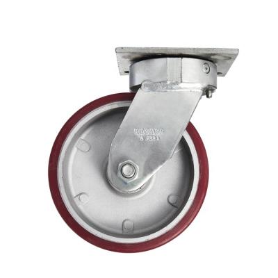 China PIVOT Heavy Duty Impact-Resistance 4/5/6/8 Inch Core PU Aluminum Caster Wheel Industrial Caster for sale