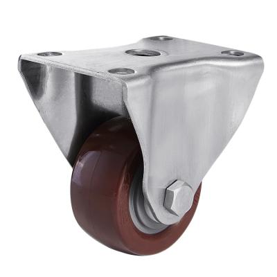 China SS 2.5/3/3.5/4/5 Inch PU Caster Wheel SS Rigid Medium Duty Industrial Caster for sale