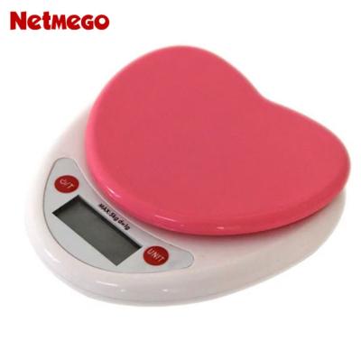 China With tray 3kg scale 5kg heart-shaped electronic scale or portable digital kitchen scale for sale