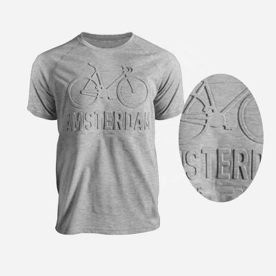 China Viable Emboss Custom 200gsm Cotton Embossing T-shirt Embossing Printing Embossing T-shirt Mens 3d Mens Summer T Shirts for sale