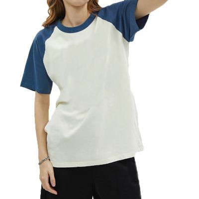 China OEM Professional Uniform Crewneck Anti-Wrinkle Suppliers Cotton Two Tone Raglan Short T-Shirt for sale