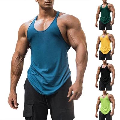 China Fitness Gym Mens Tank Tops Anti-Pilling Cotton Bodybuilding Tank Tops Summer Basic Workout Vest Shirts Sleeveless Fashion for sale