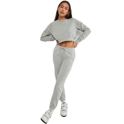 China Anti-Wrinkle Customize Women Sport Tracksuit Ladies Crop Tops Tracksuit 100% Organic Cotton Jogger Sets Women for sale