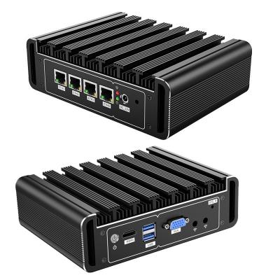 China Firewall Custom Fanless Router J4125 J1900 N2940 4 LAN PC HD VGA Industrial Mini Computer 16G EXSI OPS Proxmo Dual Display for sale